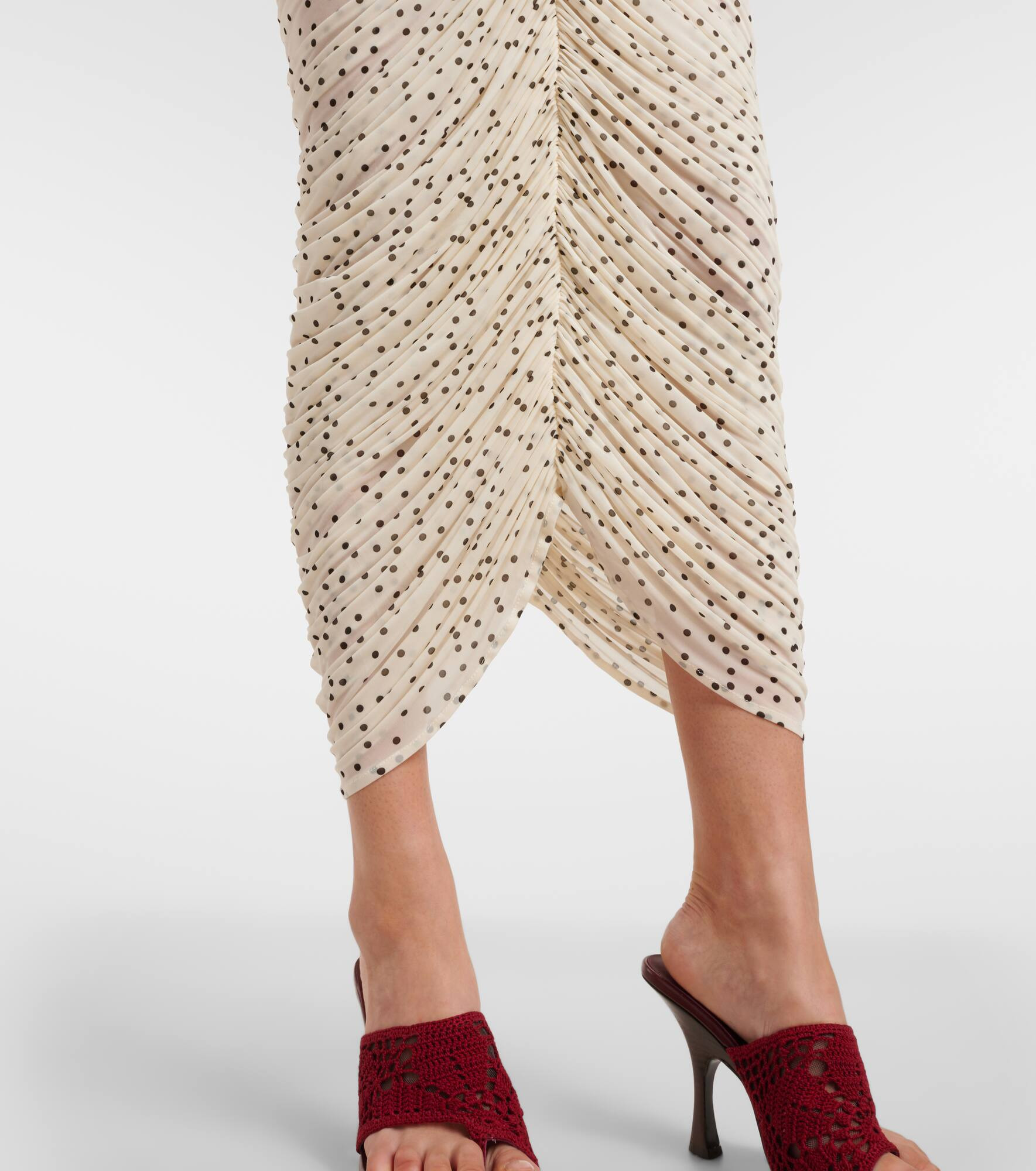 Floral-appliqué polka-dot maxi dress - 5