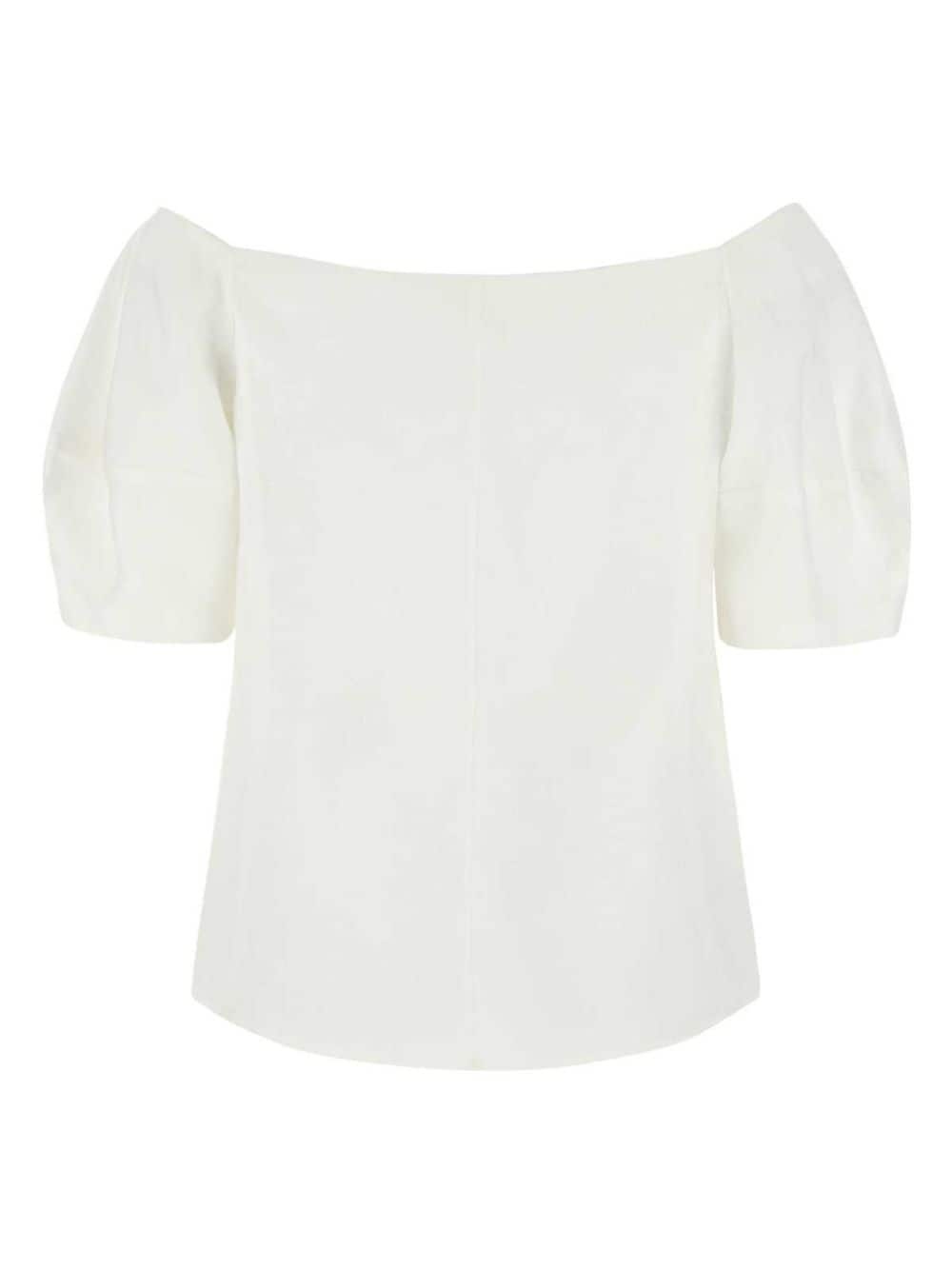 off-shoulder bustier linen top - 2