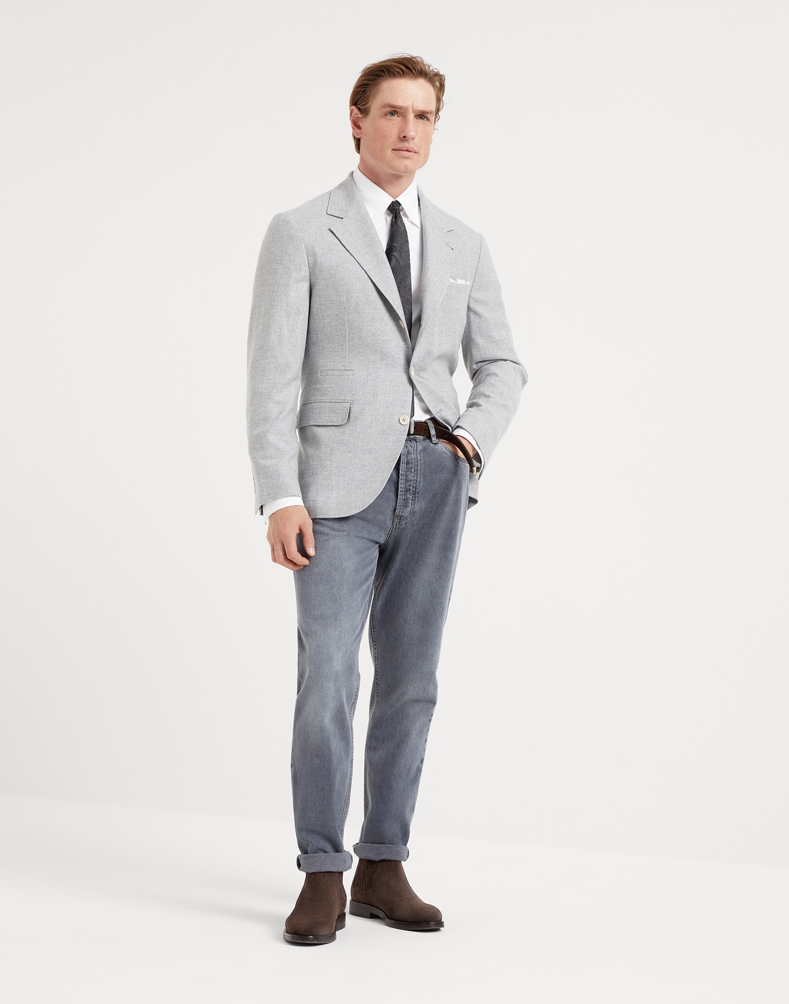 Greyscale denim iconic fit five-pocket trousers - 4