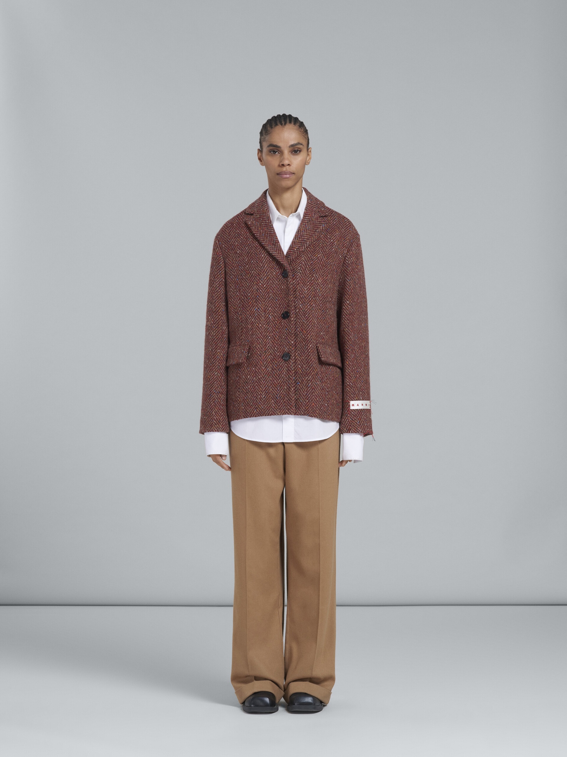 BURGUNDY WOOL CHEVRON JACKET - 2