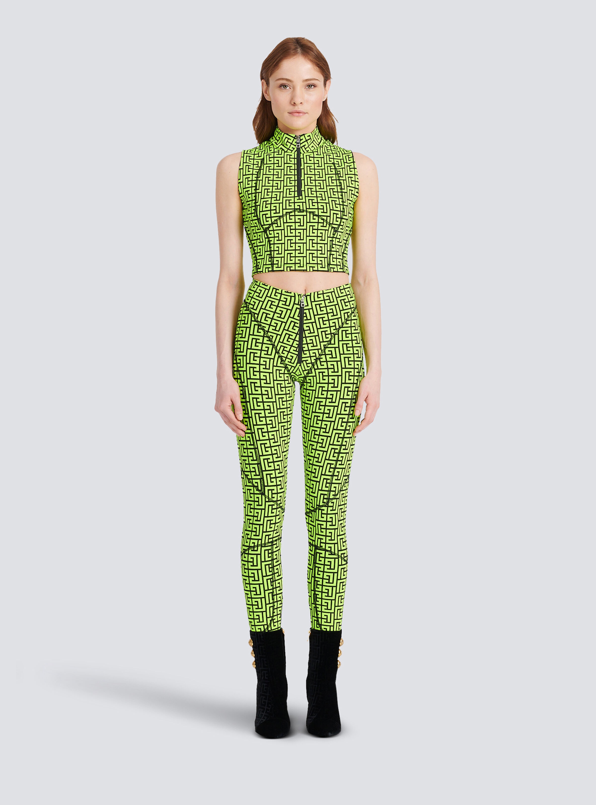 Jersey crop top with Balmain monogram - 3