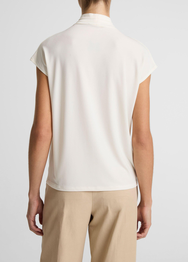 Vince Twist-Neck Matte Jersey Cap-Sleeve Top outlook
