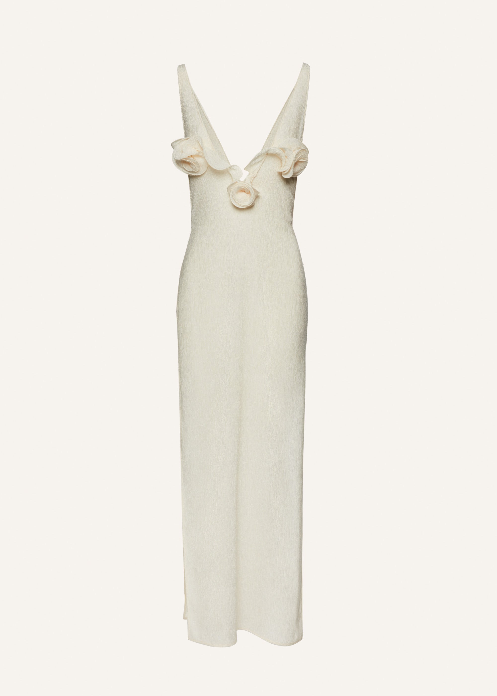 Crepe high leg maxi dress in cream - 1