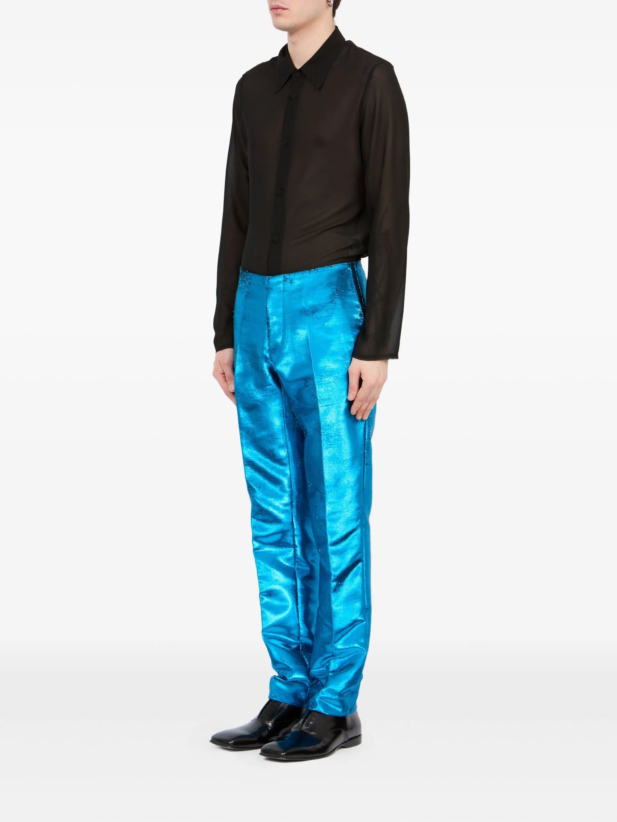 Mm6 Maison Margiela Metallic-finish Tailored Trousers - 5
