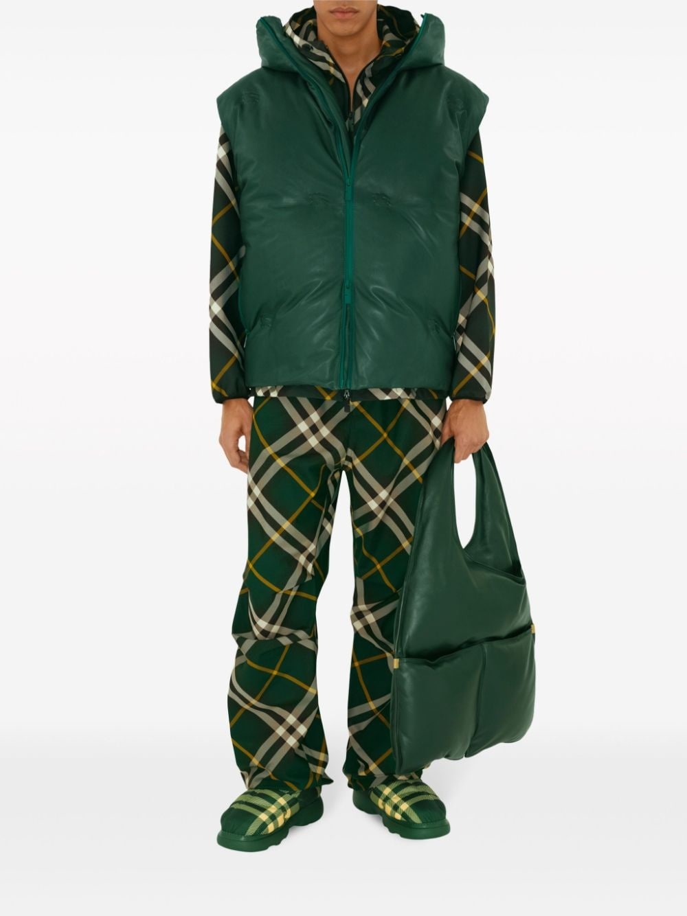 check-pattern zipped hooded jacket - 2