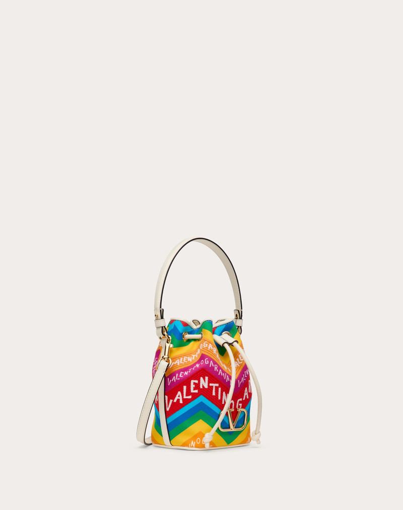 VALENTINO GARAVANI ESCAPE MINI BUCKET BAG IN CANVAS WITH CHEVRON24 PRINT 2