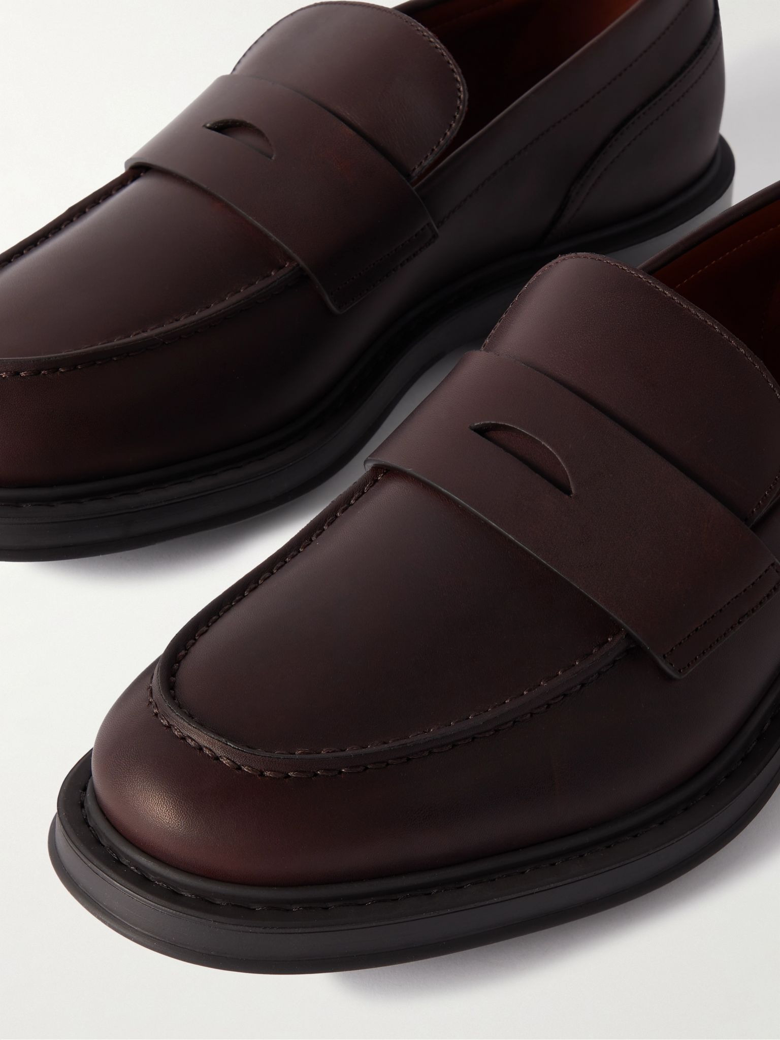 Travis Leather Penny Loafers Dark brown - 6