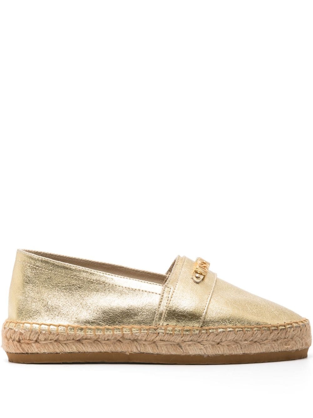 logo-lettering metallic leather espadrilles - 1