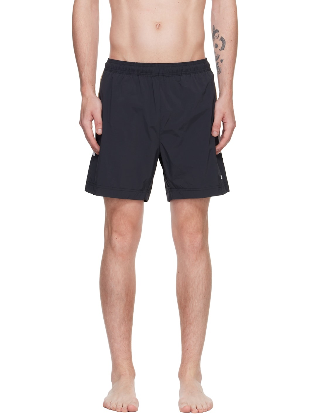Black Printed Logo Swim Shorts - 1