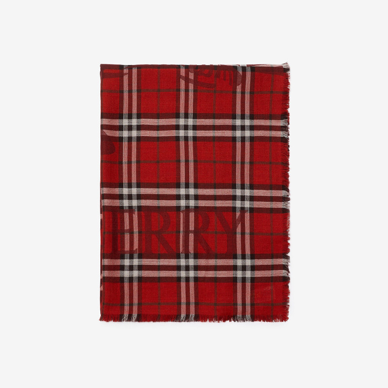 Wide Knight Check Wool Silk Scarf 4