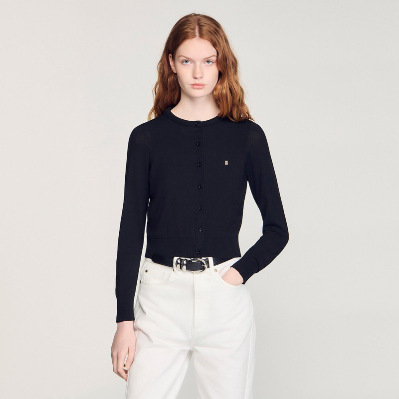 PADDED ROUND NECK CROPPED CARDIGAN 5