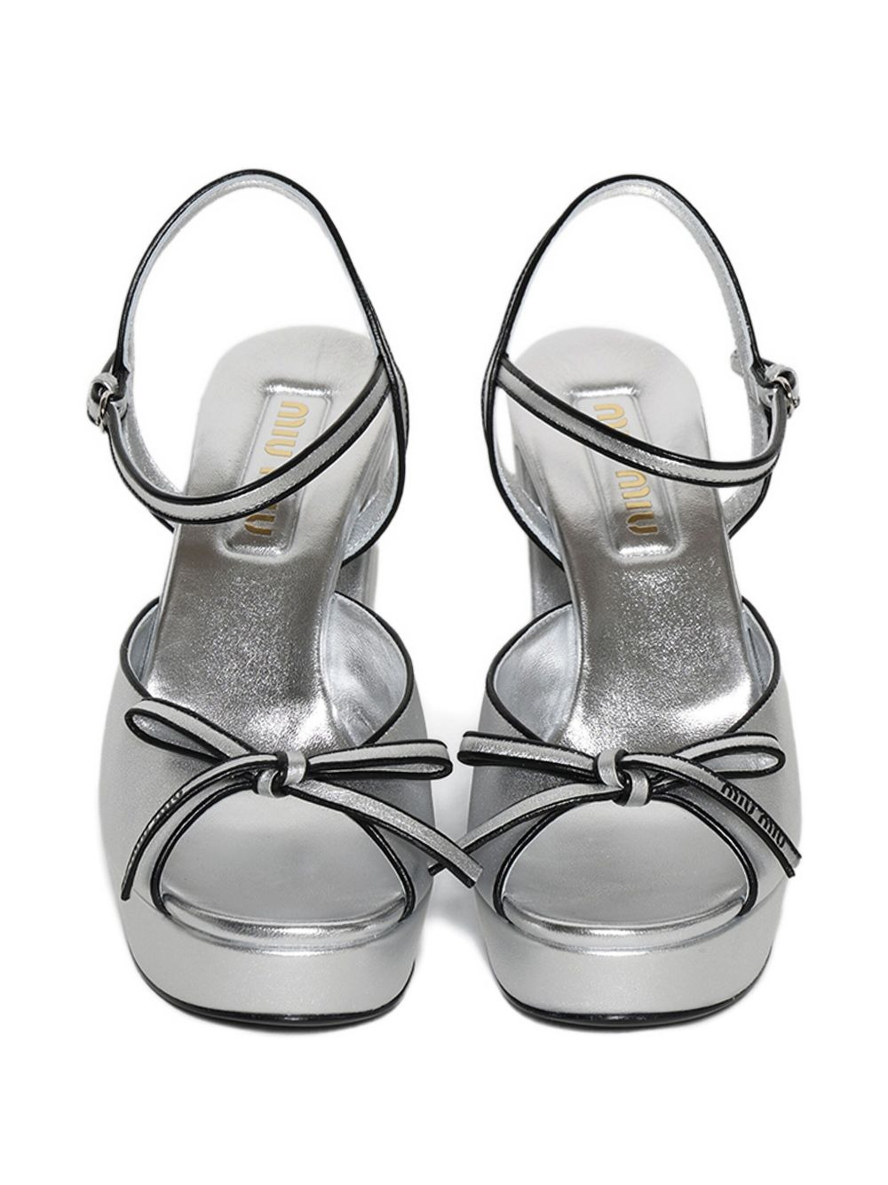 bow-detail platform leather sandals - 3