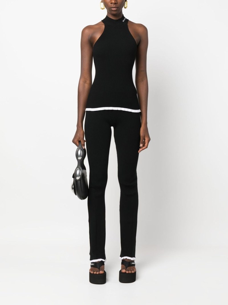 MSGM intarsia-knit logo high-waisted trousers outlook