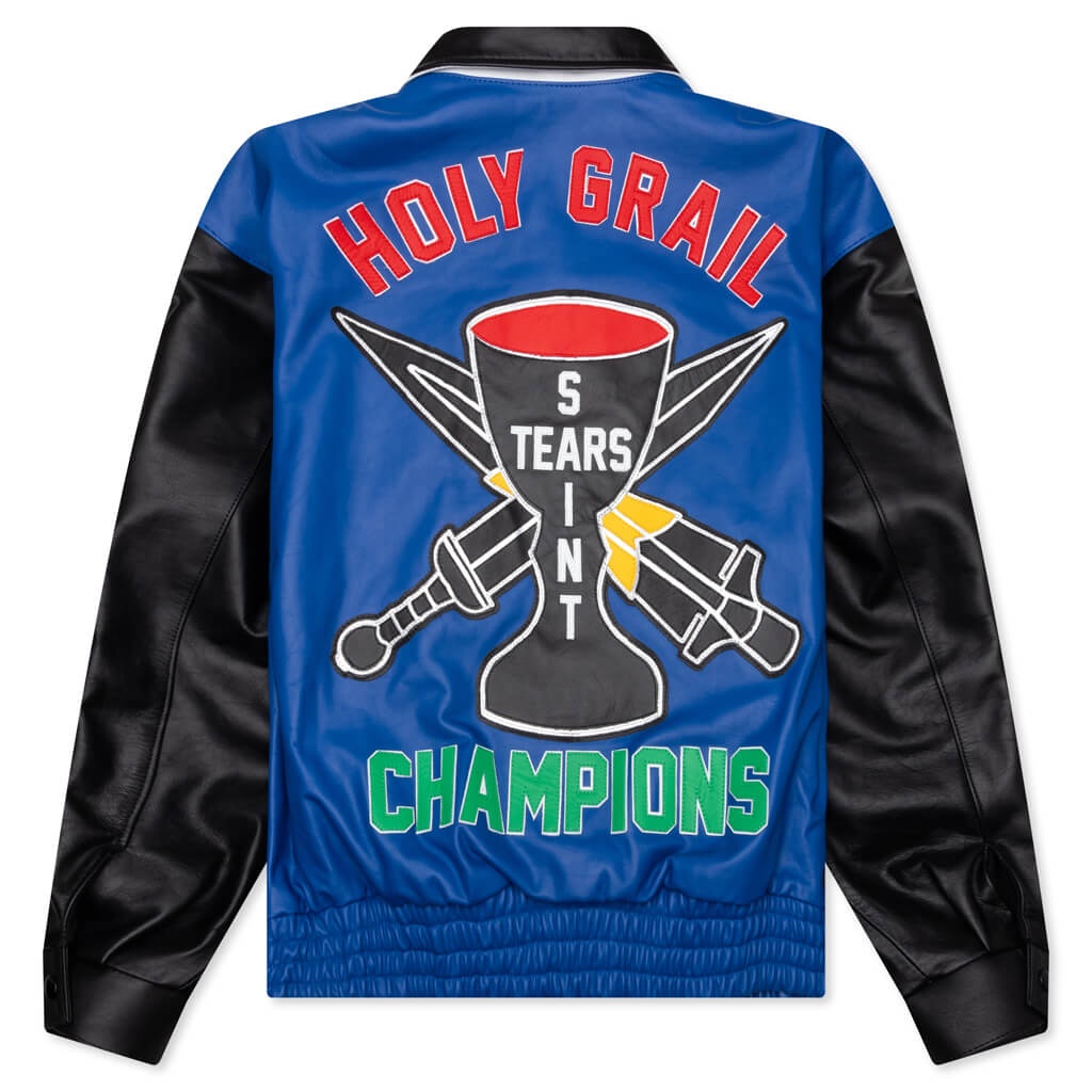 SAINT MICHAEL X DENIM TEARS HOLY GRAIL VARSITY JACKET - BLUE - 2