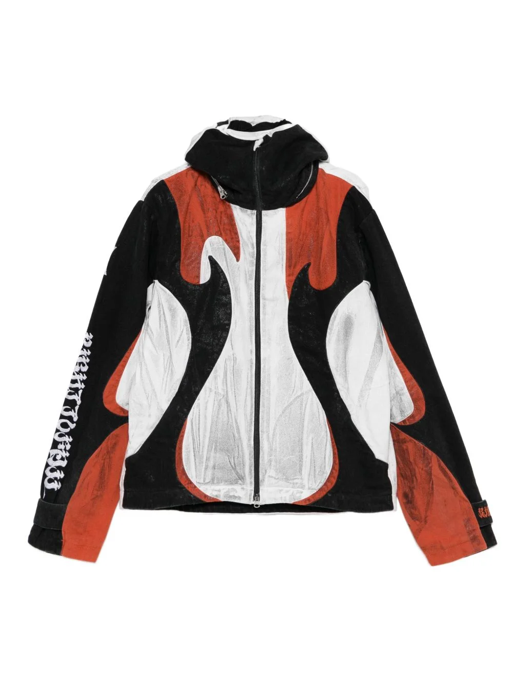 flame-print windbreaker jacket - 1