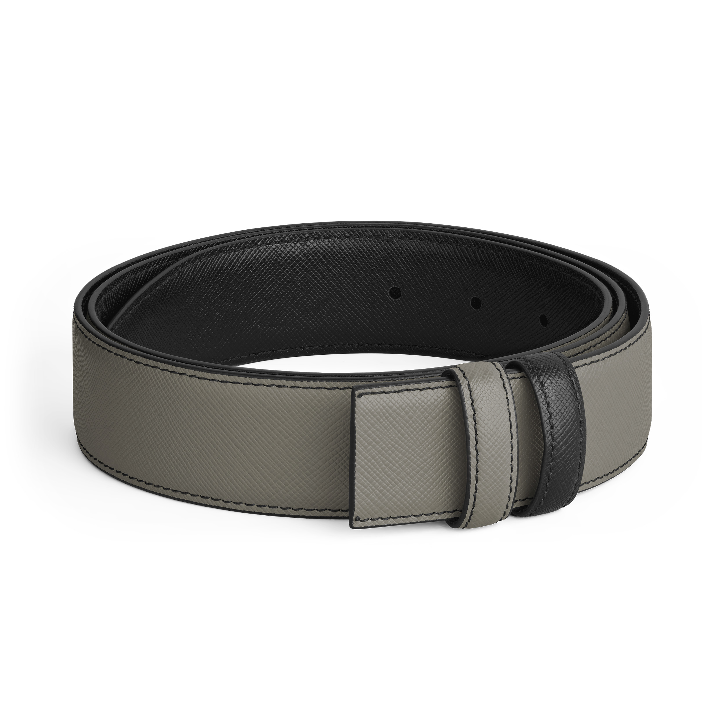 MEDIUM GREY/BLACK 35MM REVERSIBLE LEATHER BELT - 1