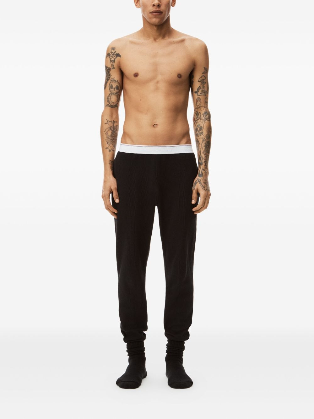 Waffle elasticated-waist track pants - 3