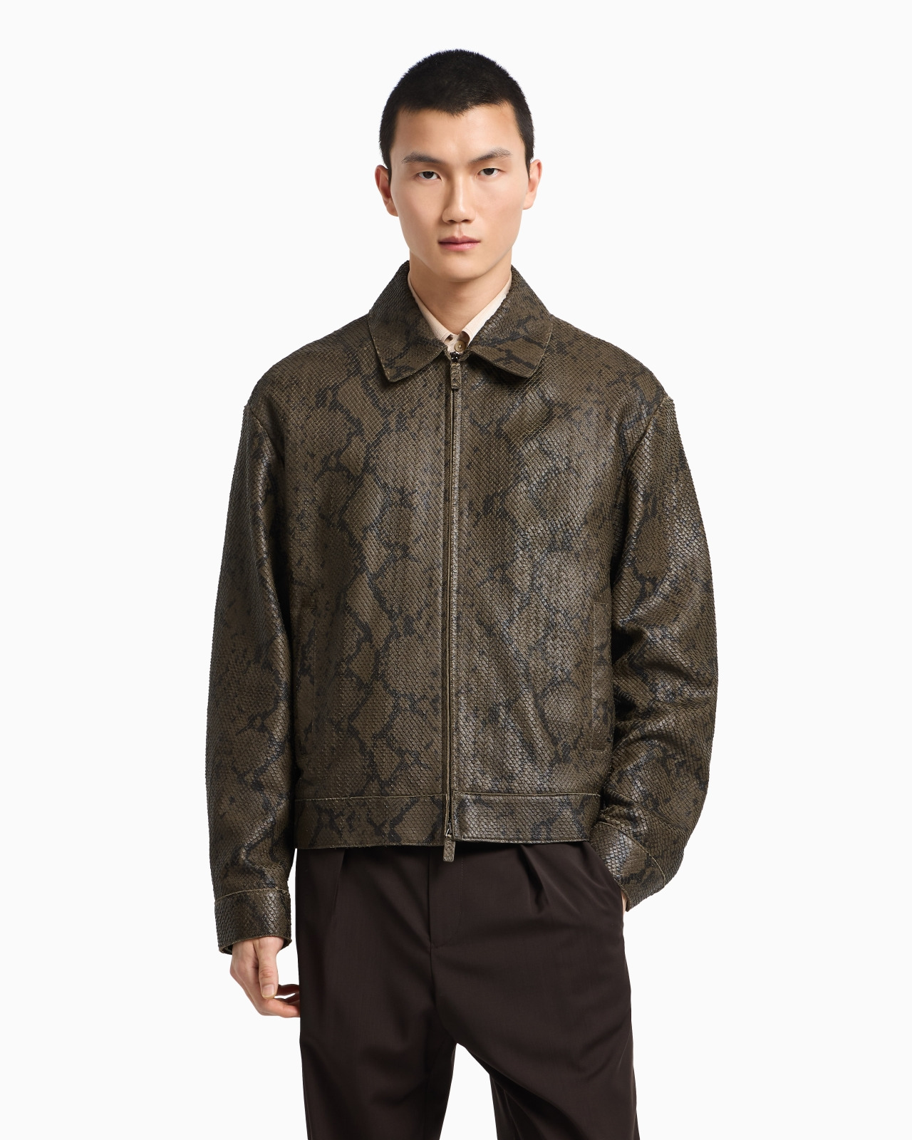 LAMBSKIN NAPPA LEATHER BLOUSON IN A PYTHON PRINT - 4