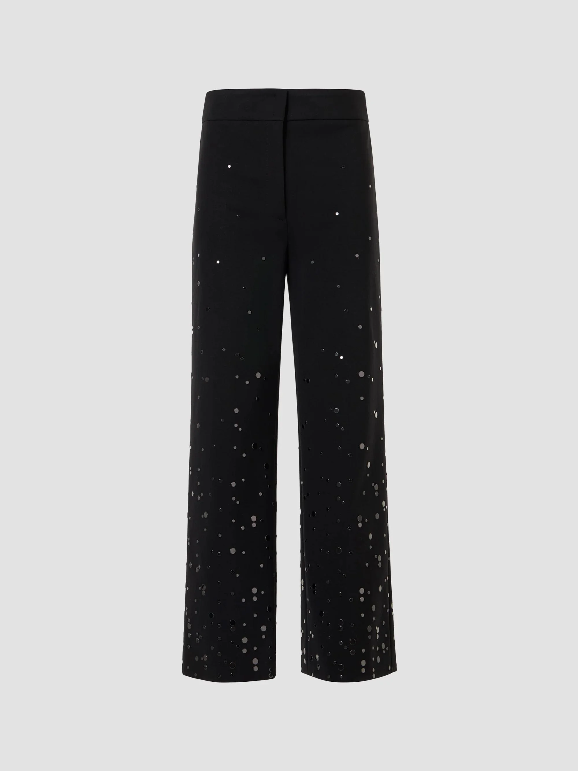 Women's Studded Jersey Straight-Leg Pants - Black - 1