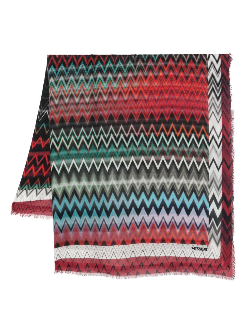 zigzag frayed-edge scarf - 1