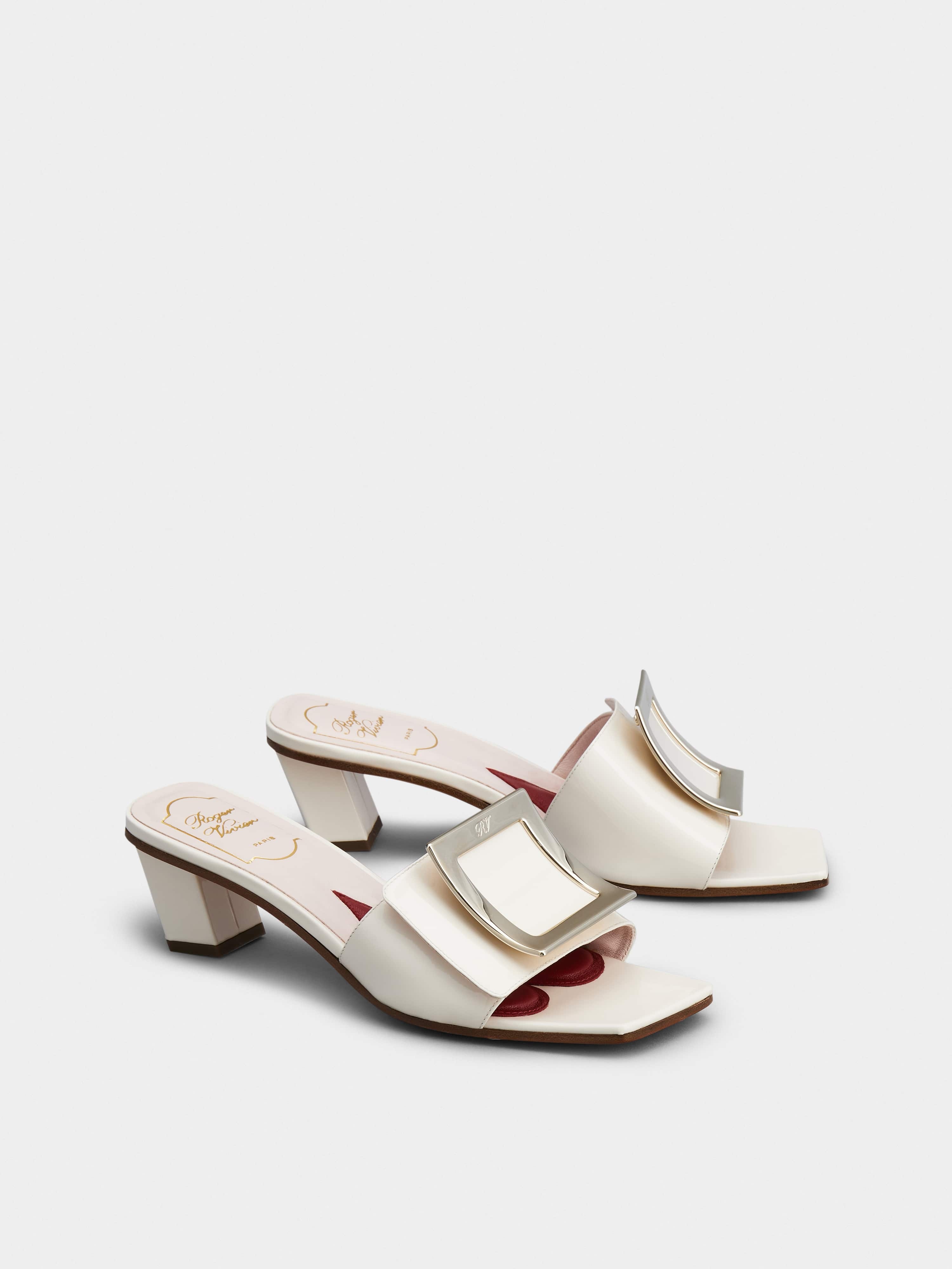 Love Metal Buckle Mules in Patent Leather - 3