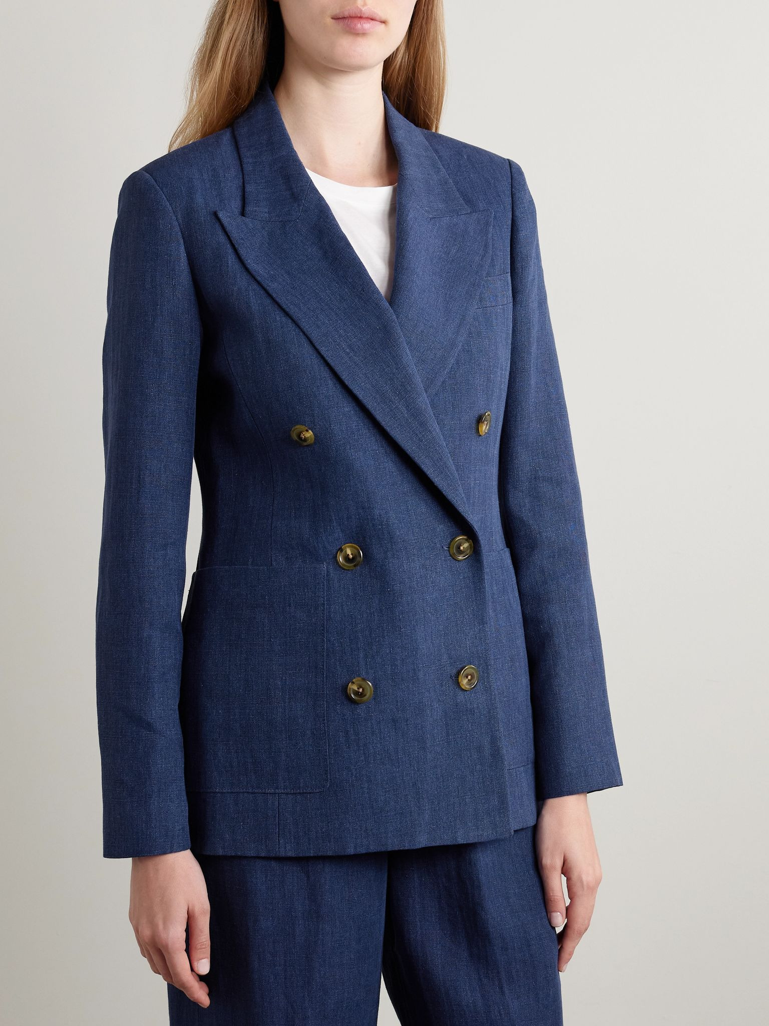 + Argent Chelsea double-breasted linen blazer Blue - 3