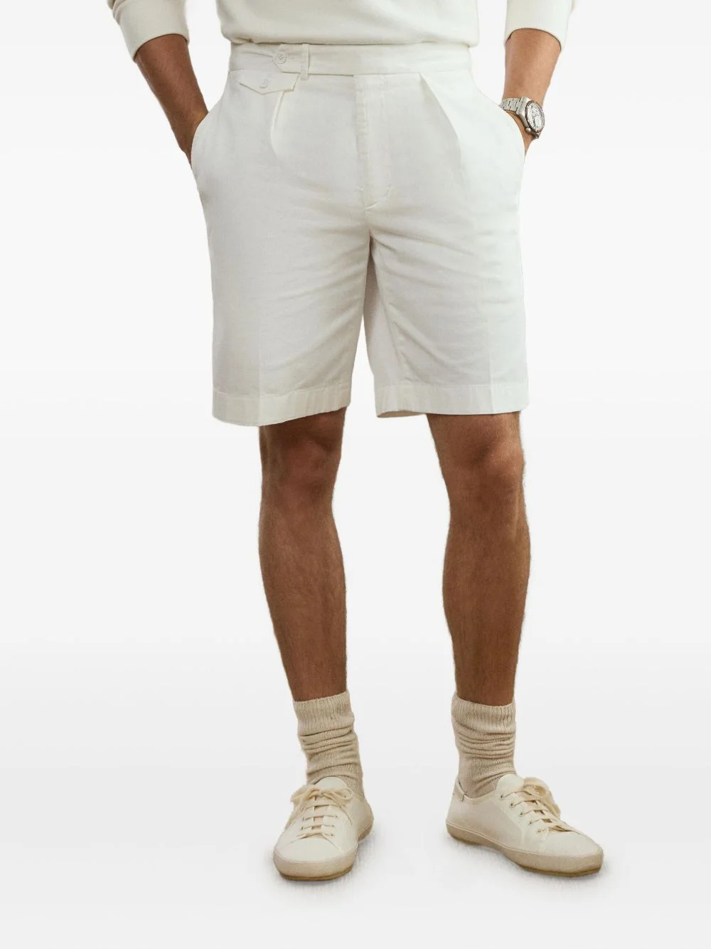 pleated-detail chino short - 1