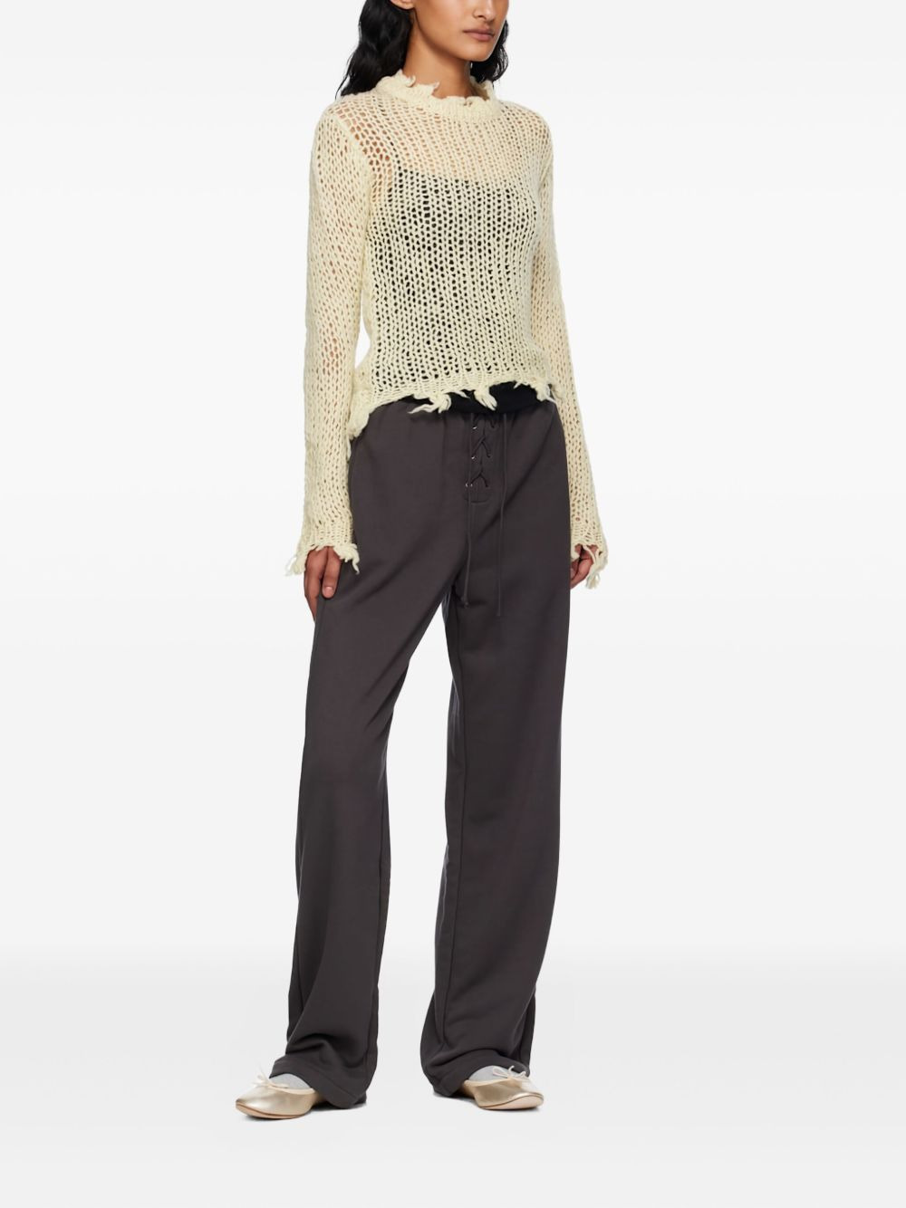 lace-up drawstring track pants - 2