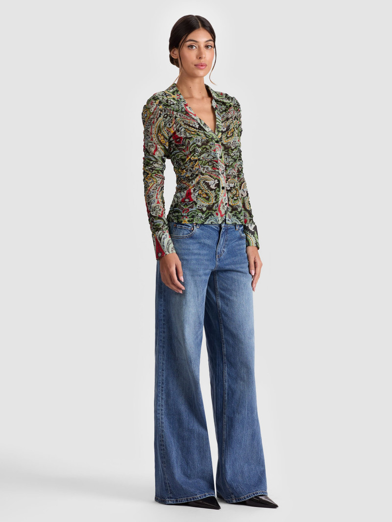 PORTIA MESH BUTTON DOWN 6