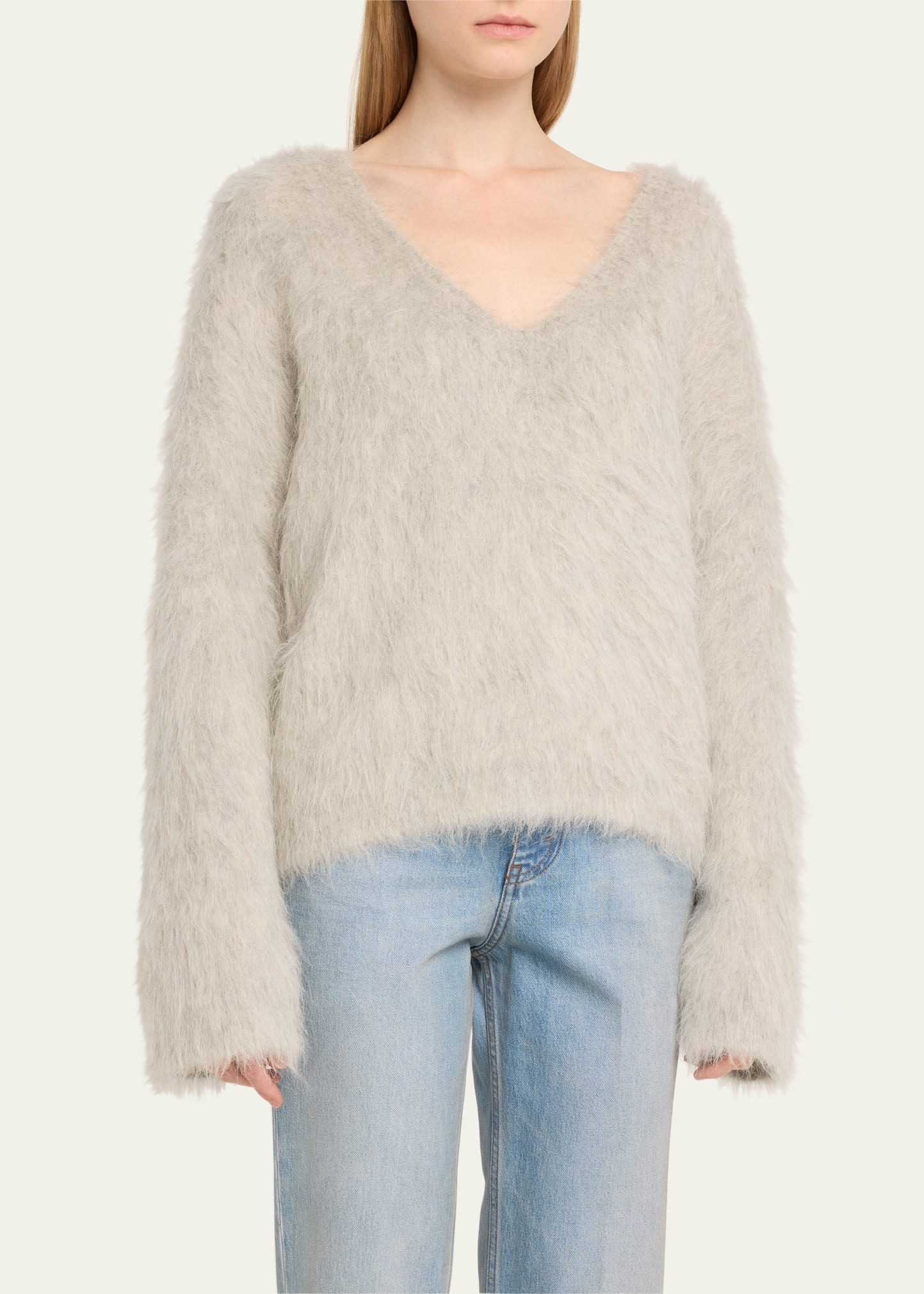 Fuzzy Petite Boxy Alpaca-Blend Sweater - 4