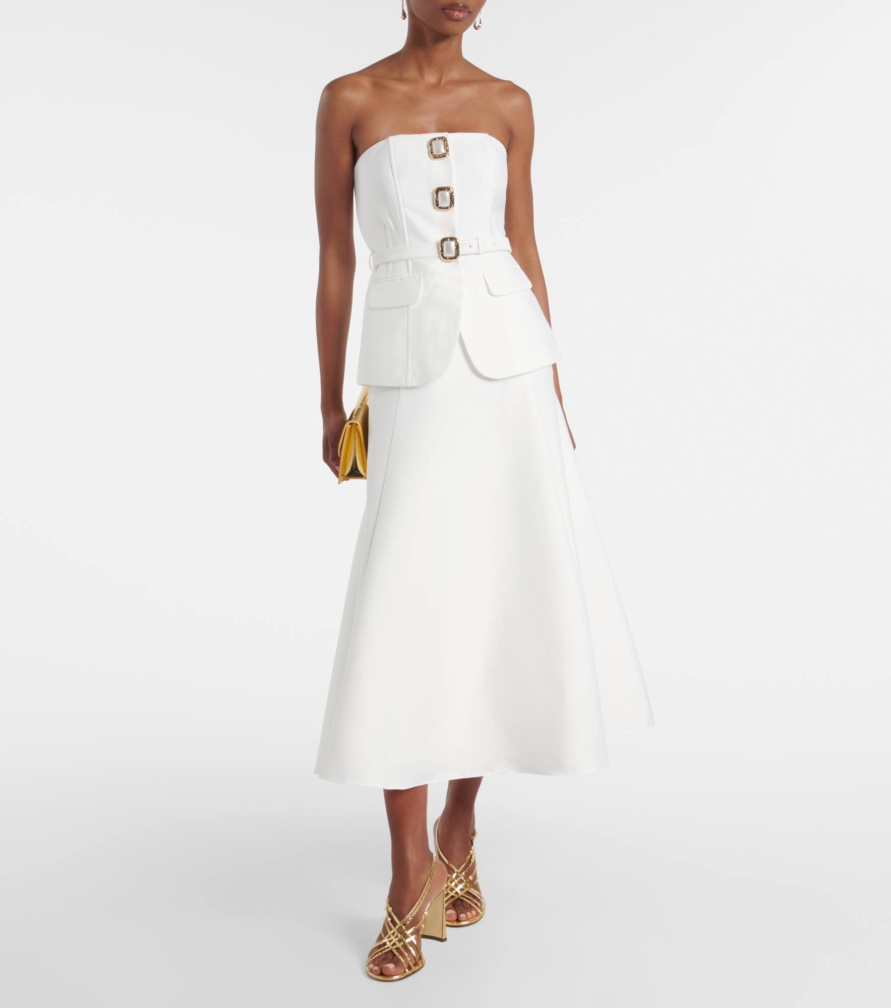 Bridal strapless taffeta midi dress - 2
