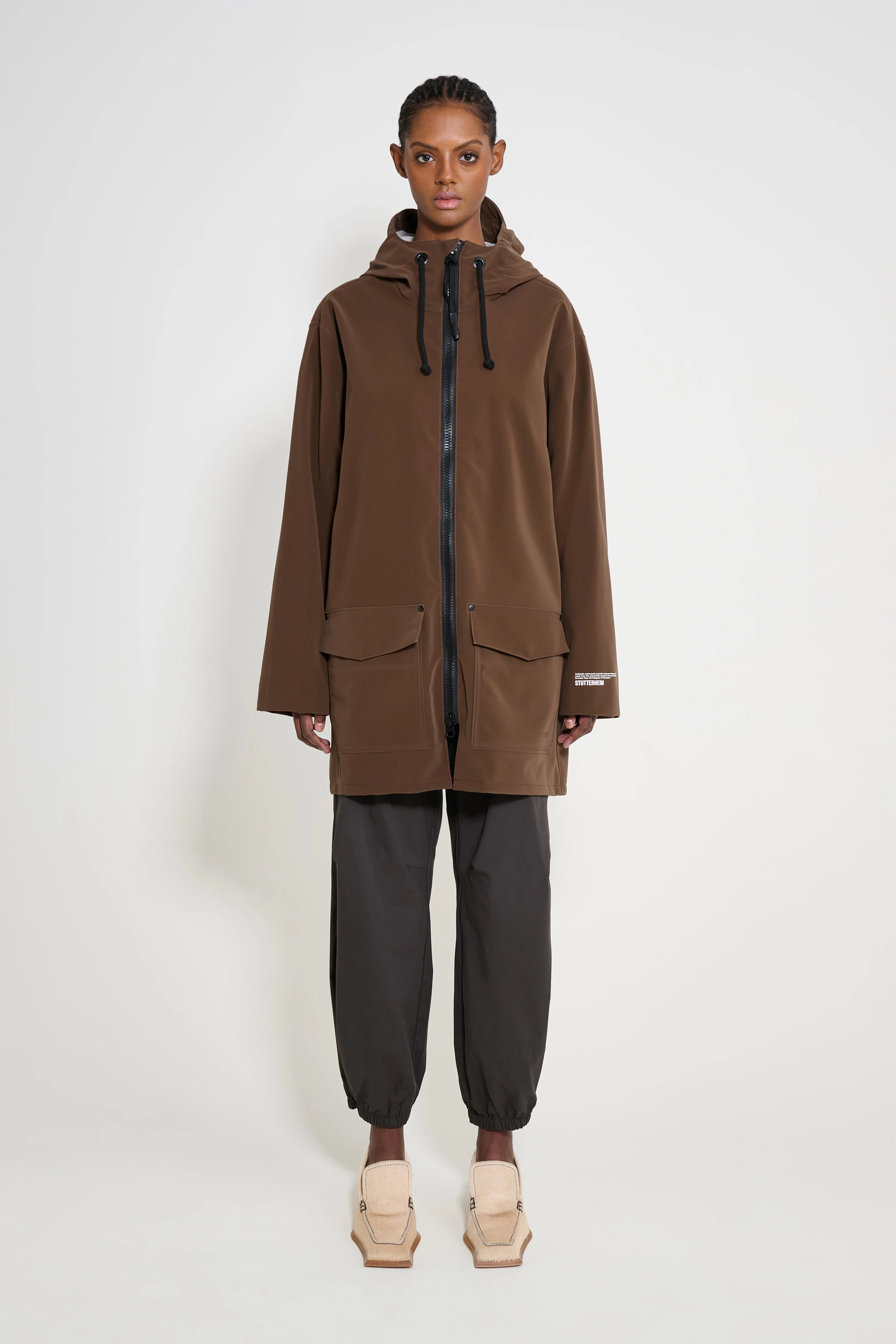 Stockholm Patch Raincoat Dark Brown - 1