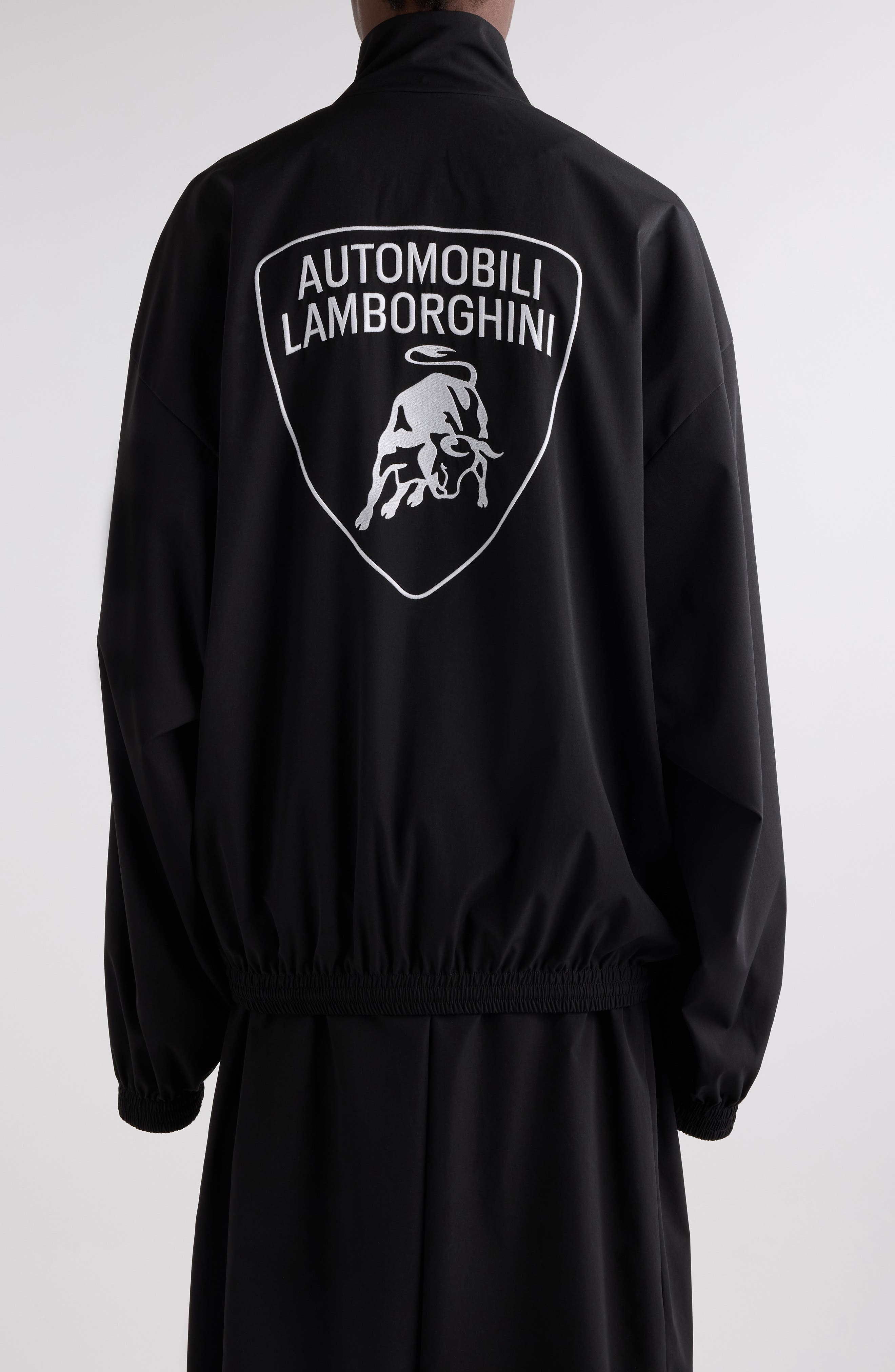 Balenciaga x Automobili Lamborghini Logo Embroidered Track Jacket in 1000 Black at Nordstrom - 3