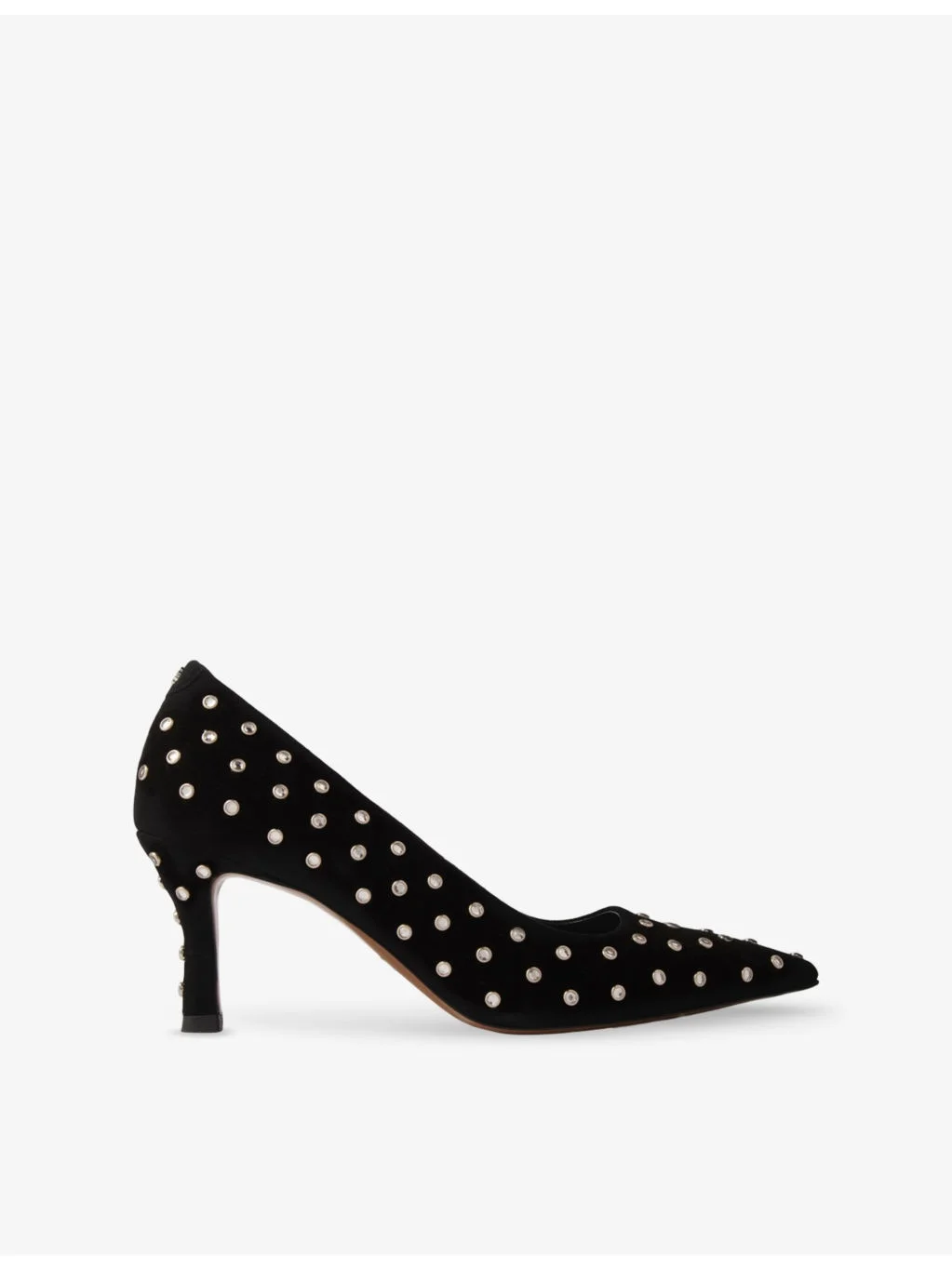 Rhinestone-Embellished Heeled Leather Pumps - 1
