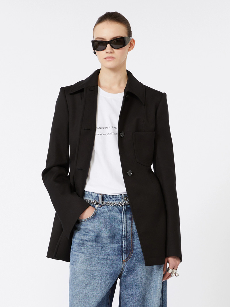 OTTELIA Fitted gabardine shirt jacket - BLACK 5
