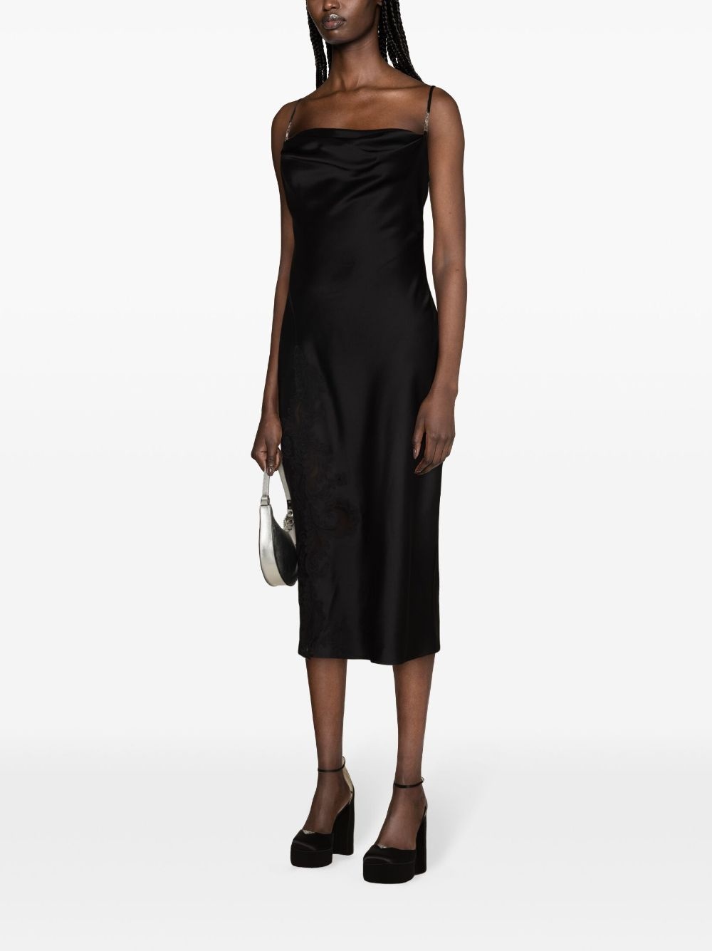 Barocco-lace satin midi dress - 3