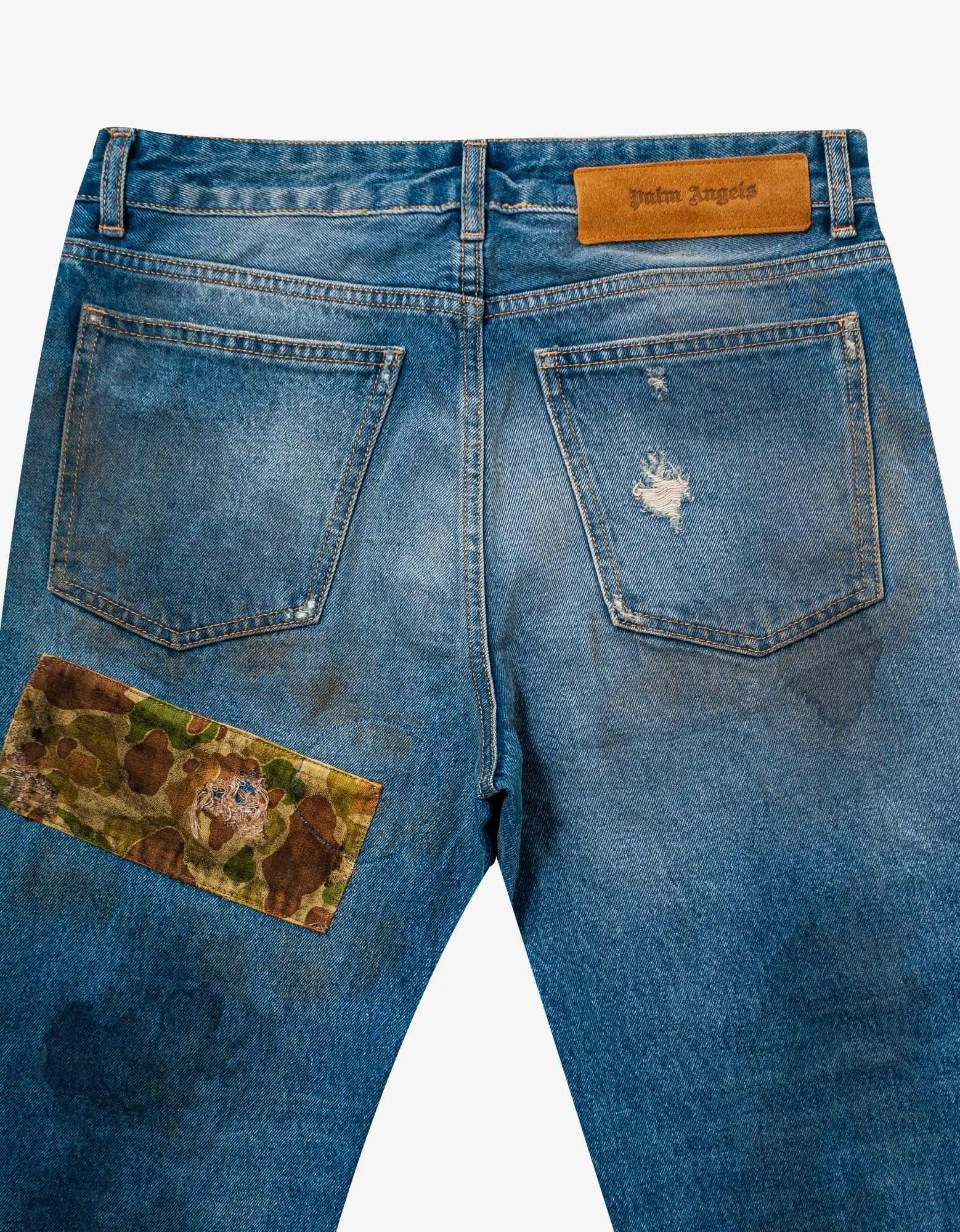 Palm Angels Blue Curved Palm Tree Regular Jeans - 5