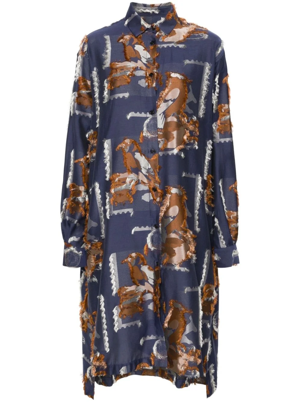 Tape bird-pattern midi dress - 1