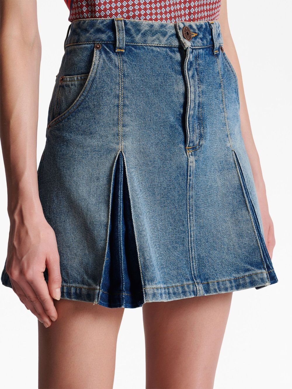 pleated denim skirt - 6