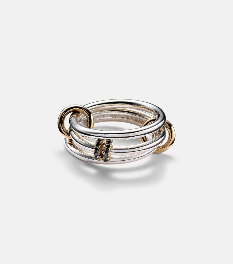 Dion SG sterling silver stacked ring with black diamonds 1