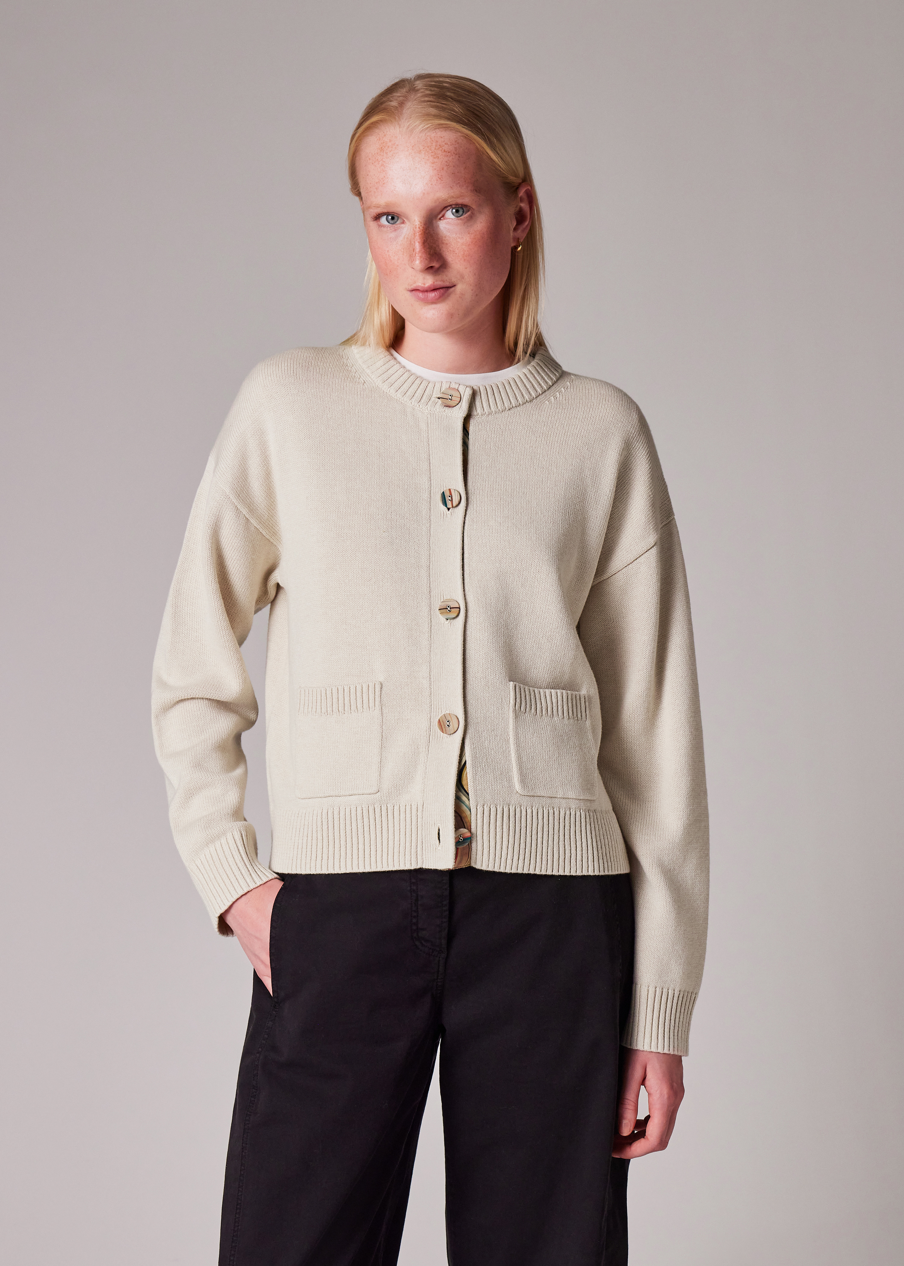 Women's Cream 'Swirl' Placket Cardigan - 3