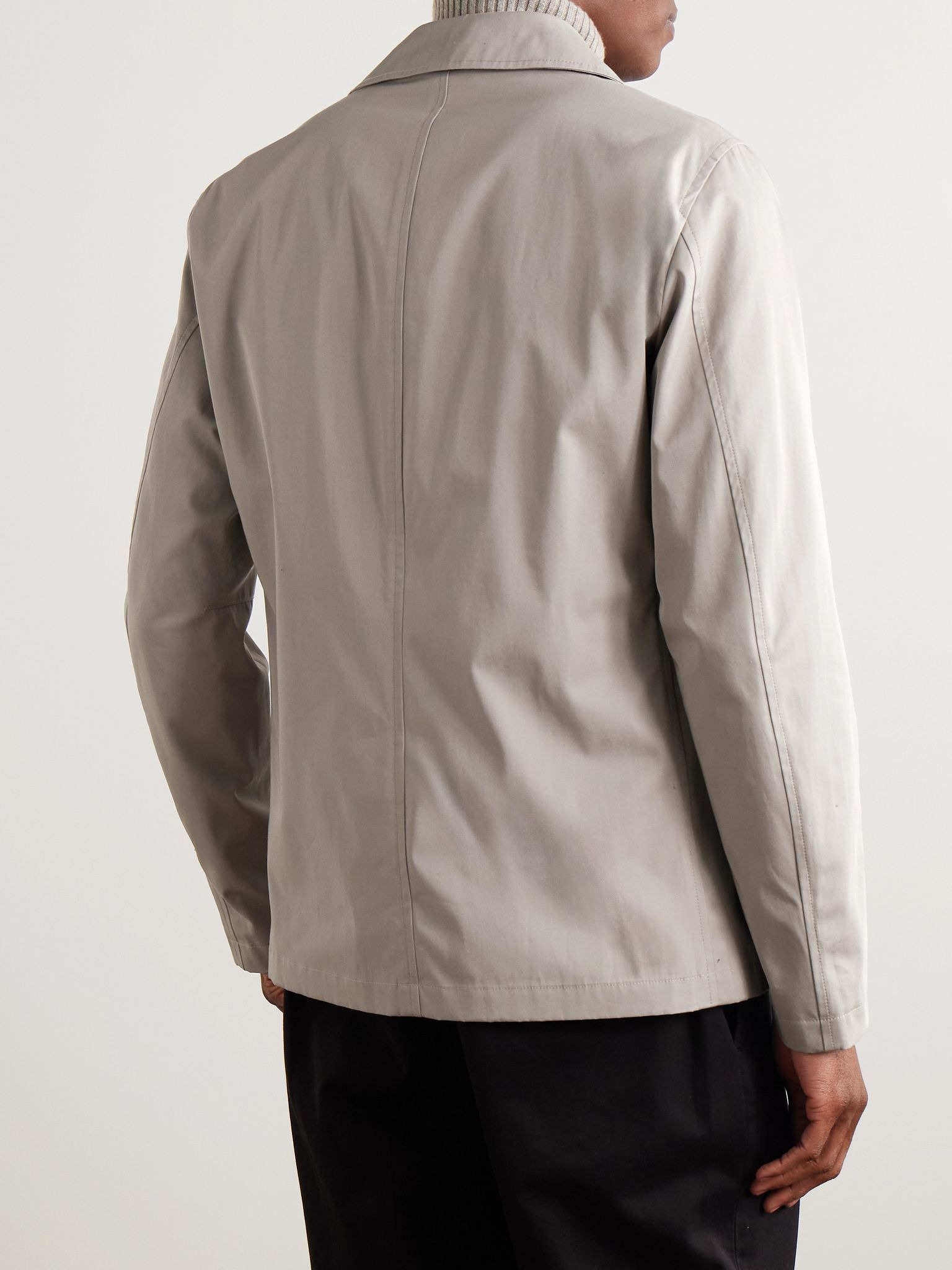 Dean Double-Breasted Cotton-Gabardine Peacoat Beige - 3