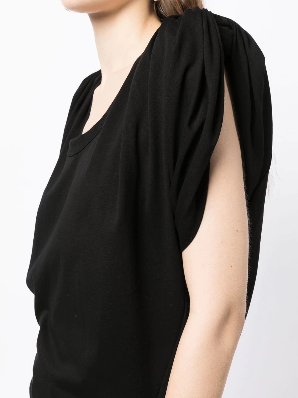 gathered-sleeve detail T-shirt - 5