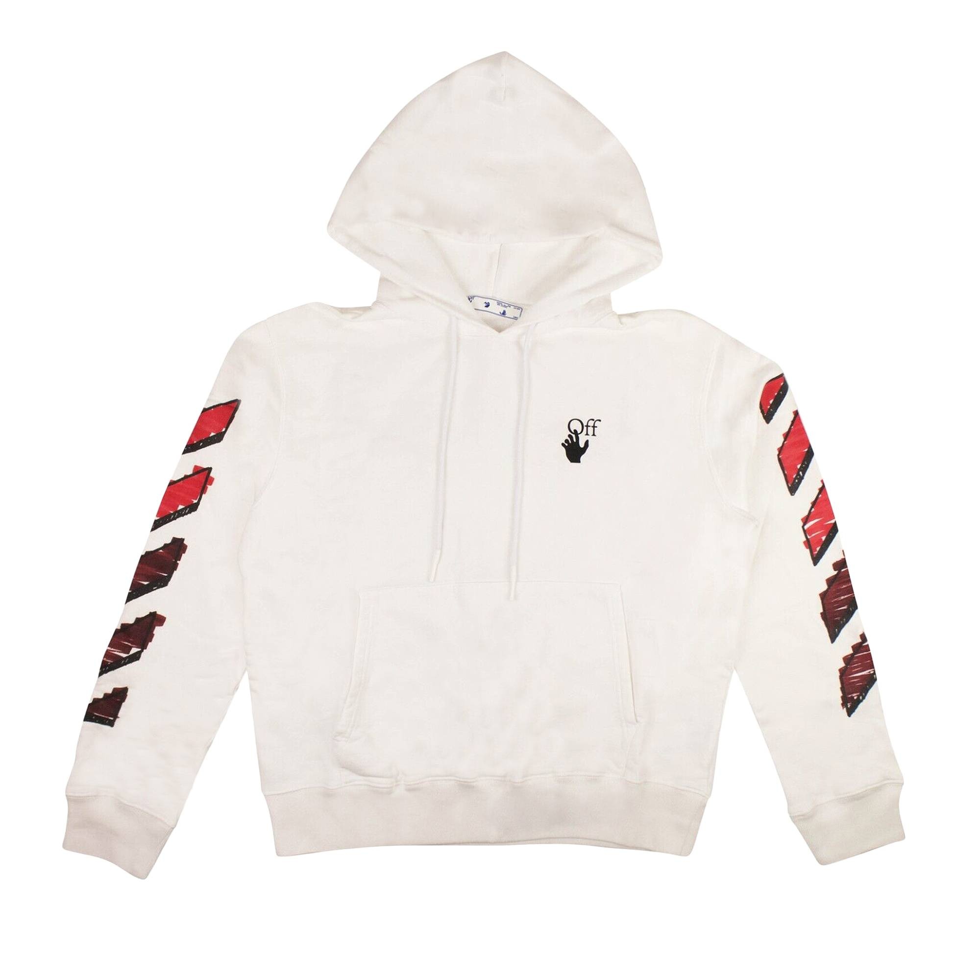 Off White Off White Marker Slim Hoodie White Red REVERSIBLE