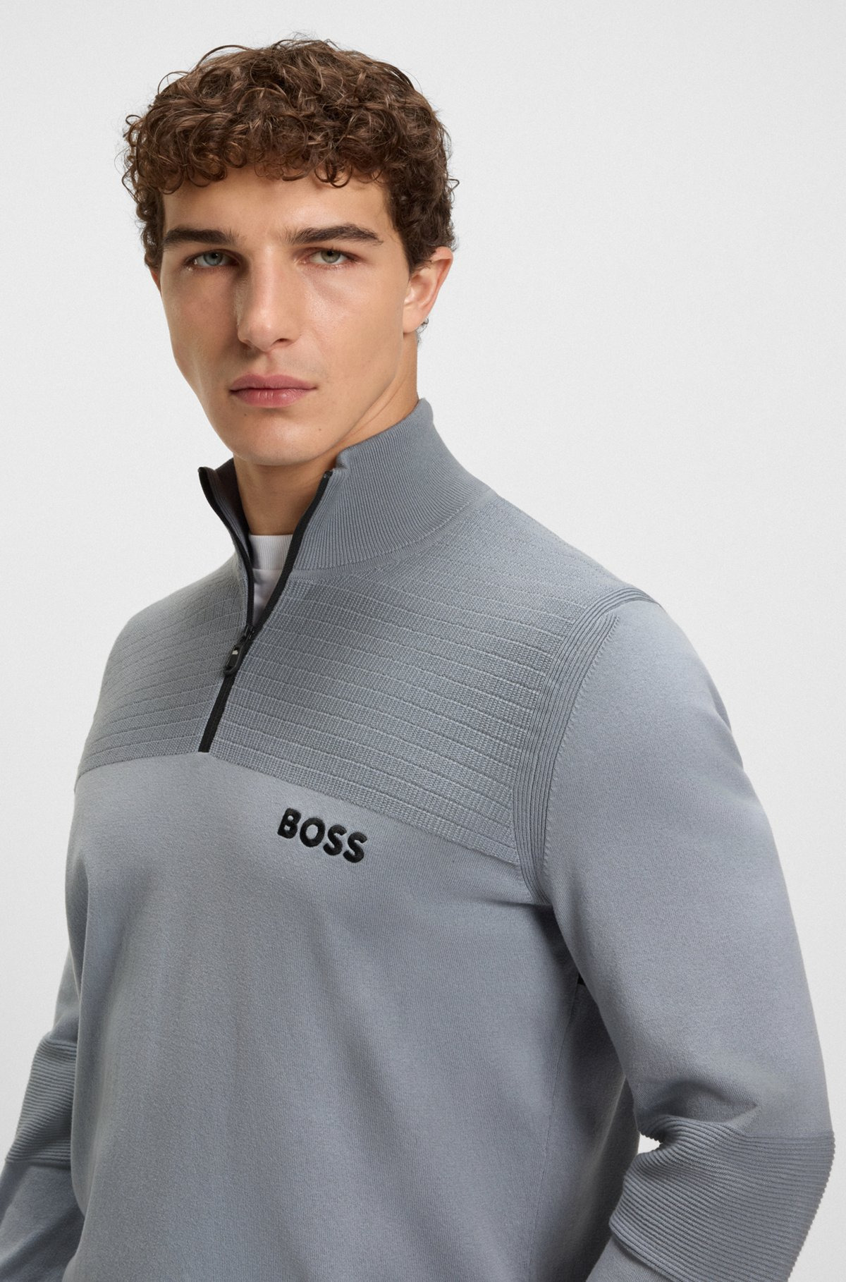 WATER-REPELLENT COTTON SWEATER WITH ZIP NECK - 3