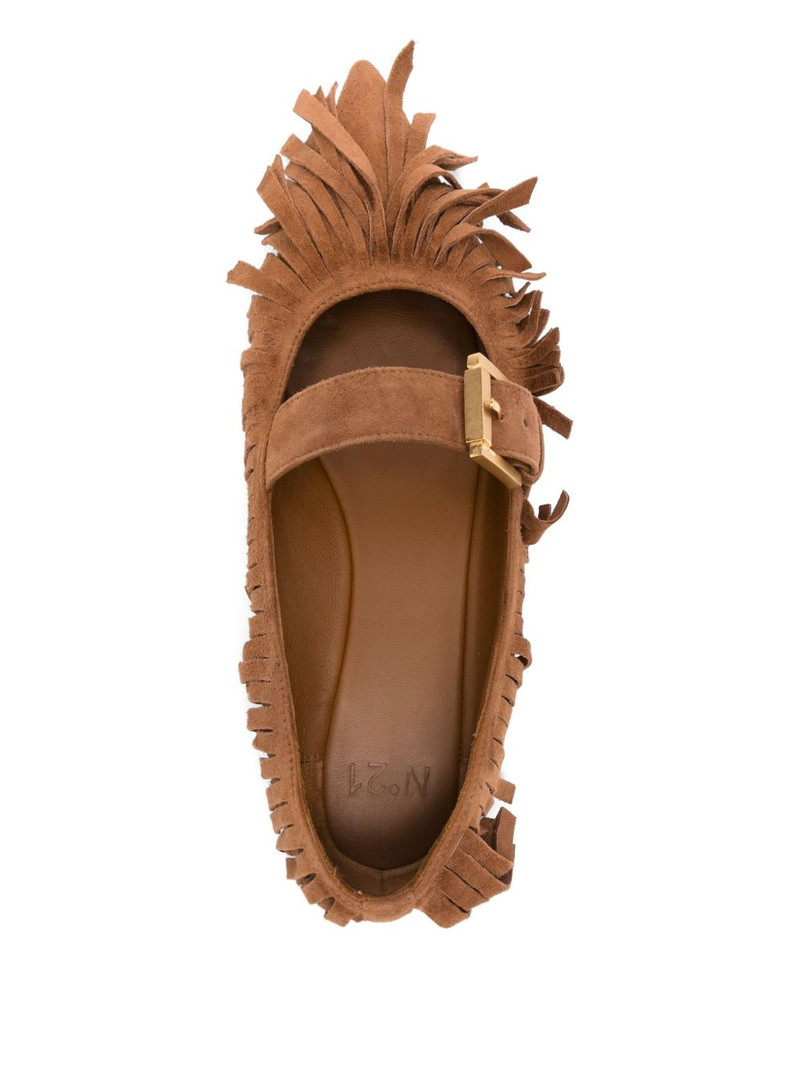 fringed buckle-fastening ballet flats 4