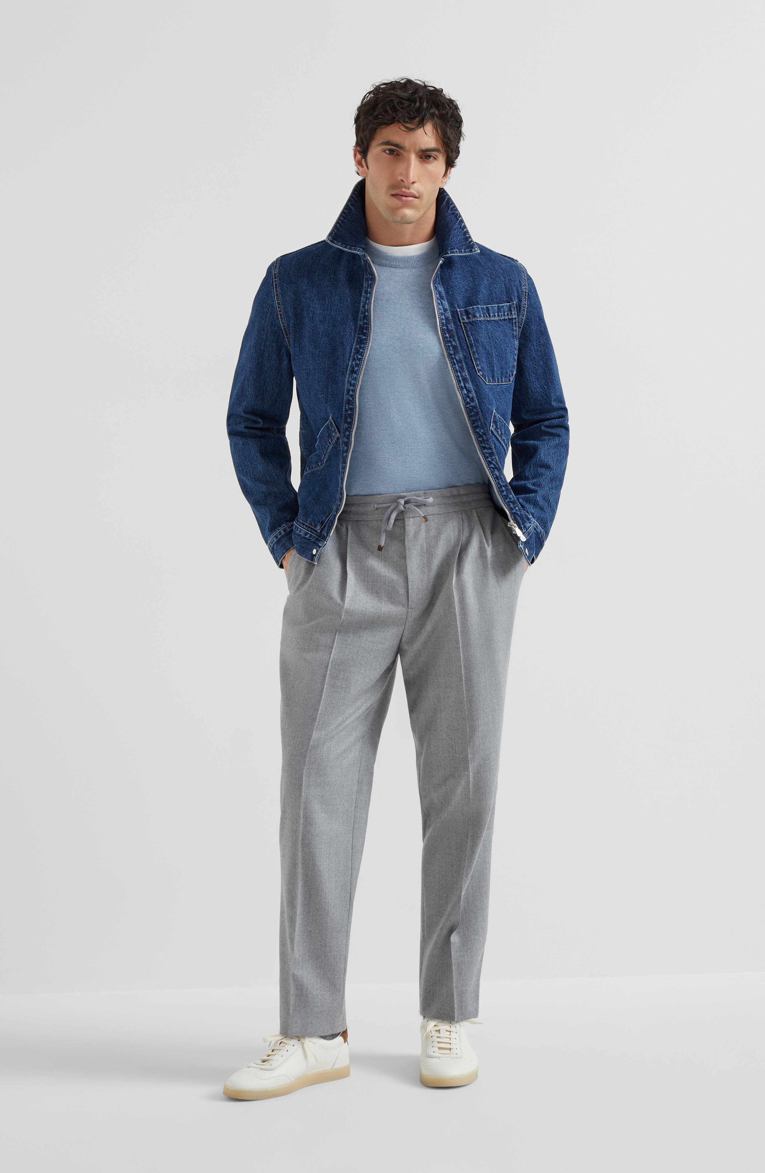 Brunello Cucinelli Virgin wool flannel trousers in Pearl Grey at Nordstrom - 5