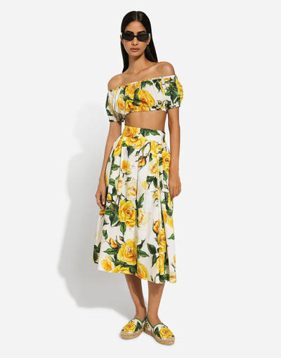 Dolce & Gabbana Circle skirt in yellow rose-print cotton outlook