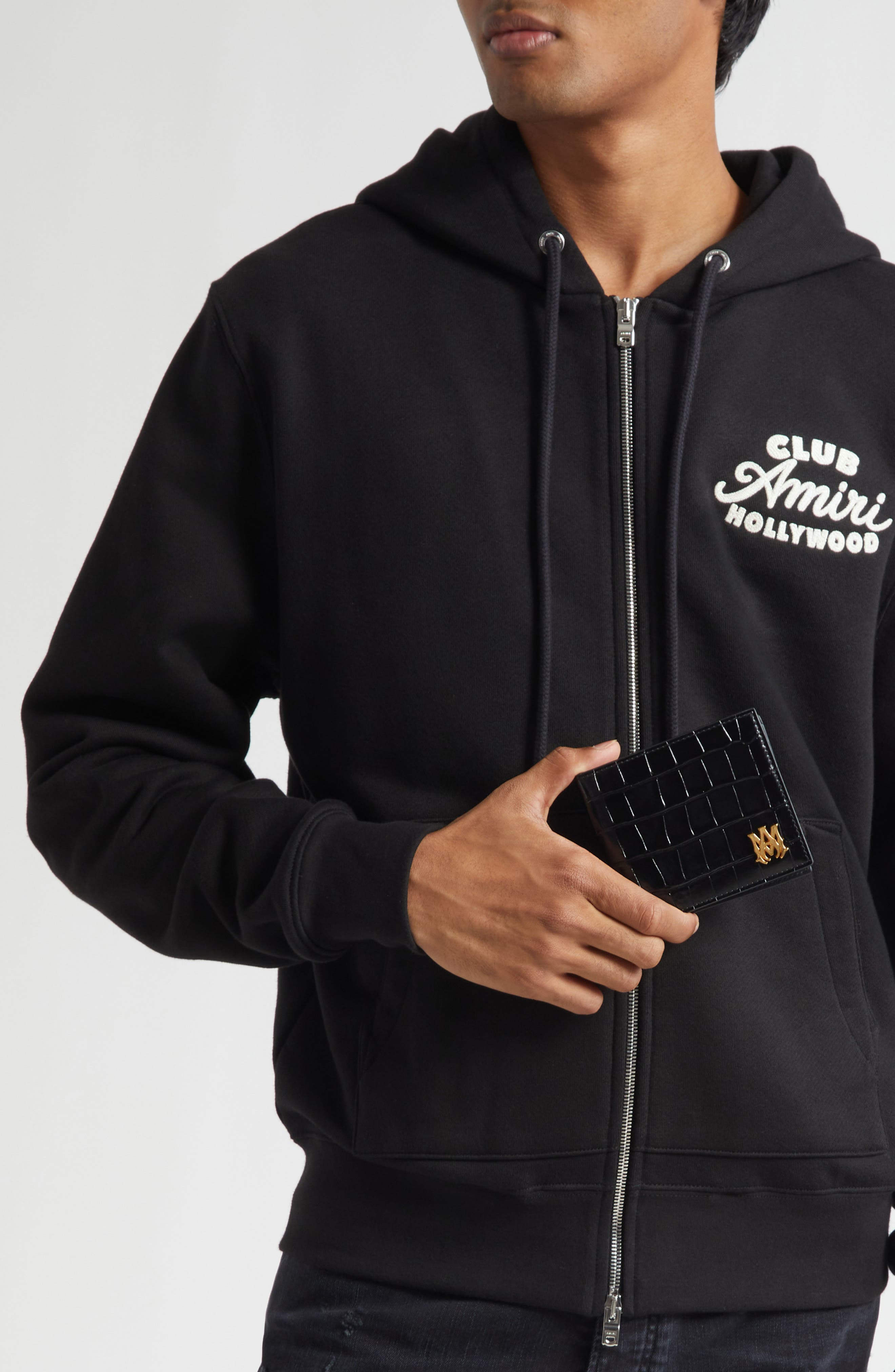 AMIRI MA Icon Croc Embossed Leather Bifold Wallet in Black at Nordstrom - 3