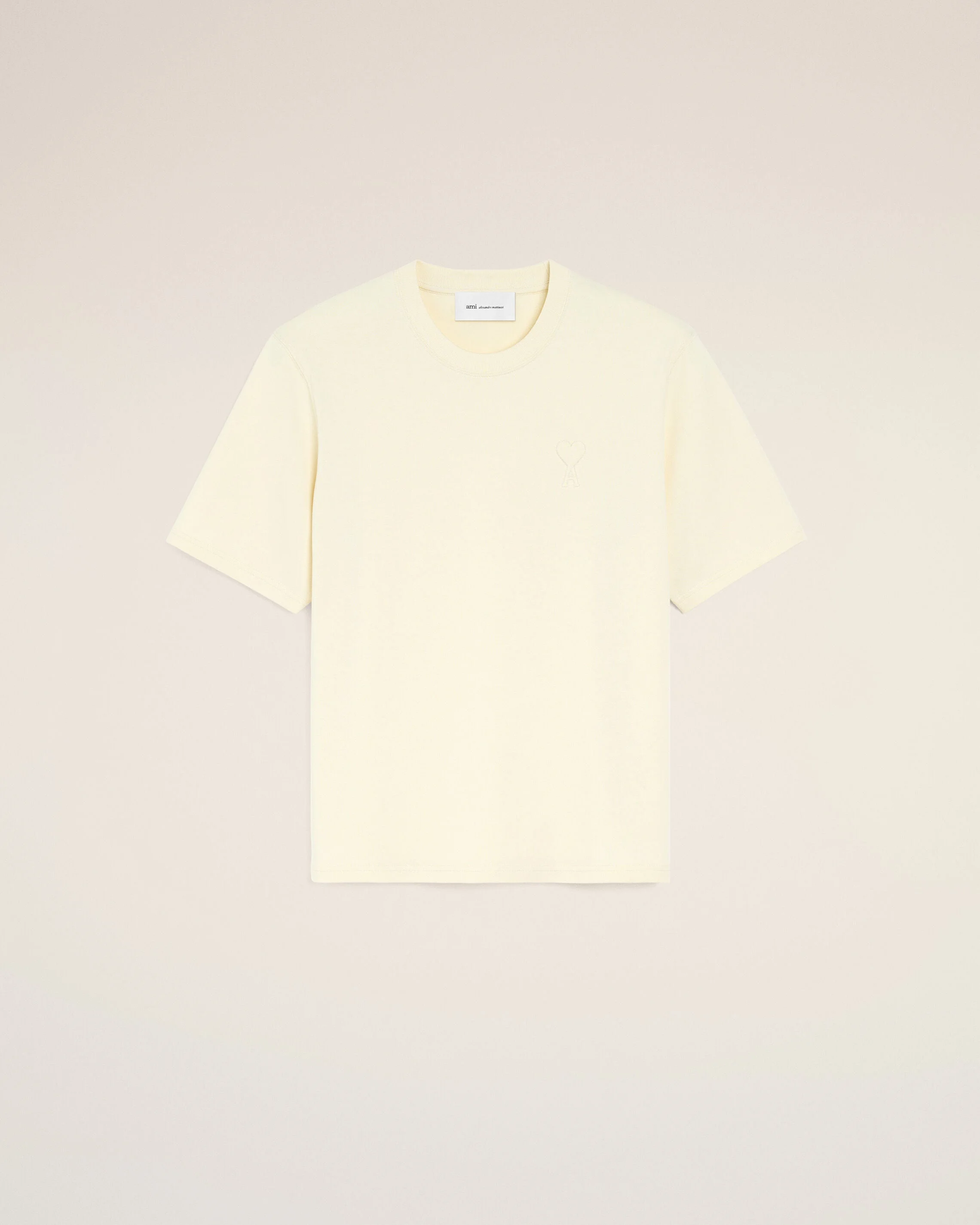 WHITE COTTON T-SHIRT WITH EMBOSSED AMI DE COEUR - 1
